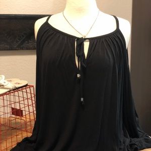 Michael Kors cold shoulder black blouse